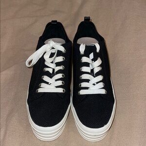 Gianni Bini Women's Black Sneakers with White Soles